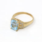 Sale - Genuine Aquamarine Ring - Modern 14k Yellow Gold Emerald Cut 2.82 CT Blue Gem - Estate Circa 2000's Size 7 1/4 Diamond Fine Jewelry