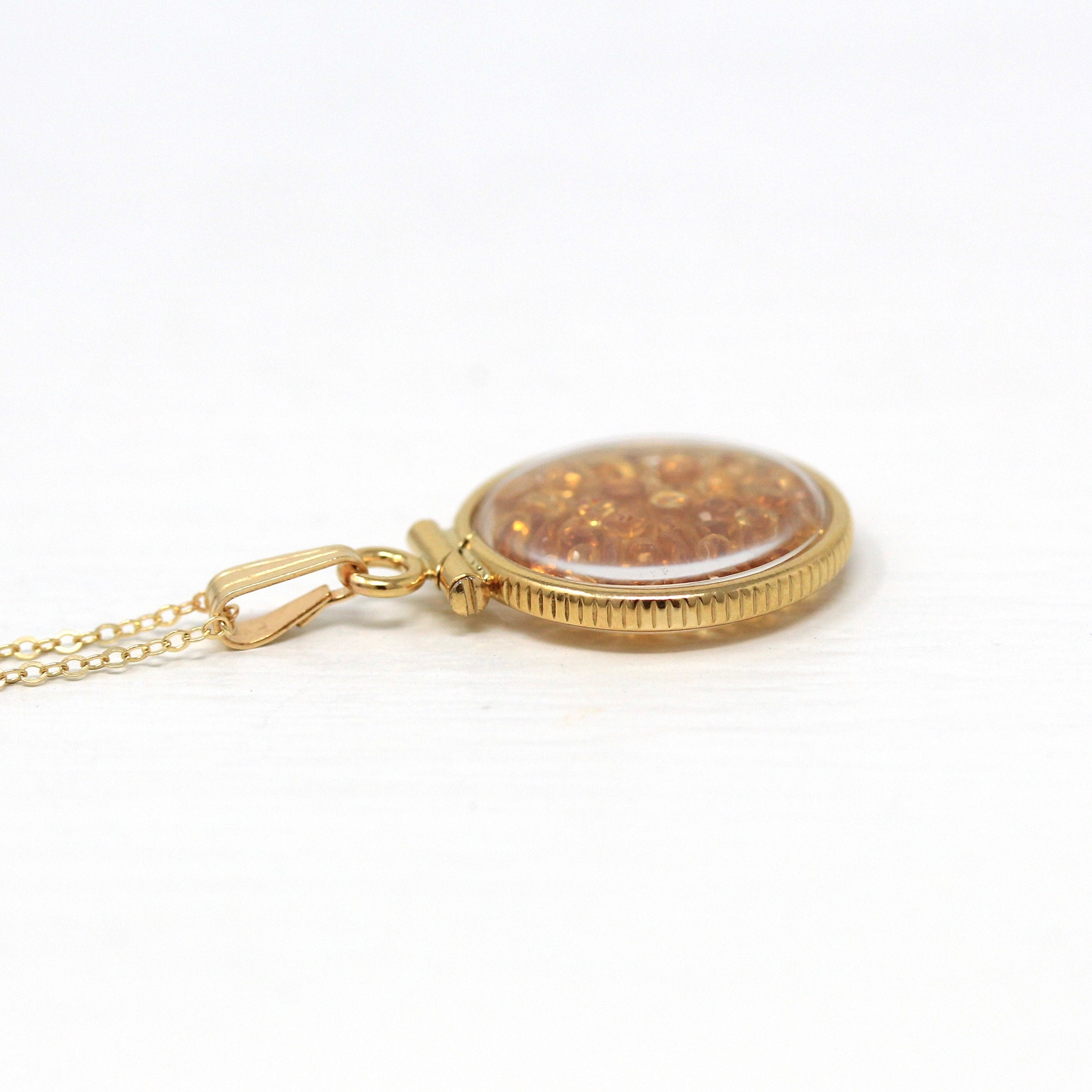 Citrine Shaker Locket - Handcrafted 14k Yellow Gold Filled Pendant Necklace - Round Genuine 2.5 CTW Gemstones November Birthstone Jewelry