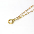 Charm Holder Chain - 14k Yellow Gold Paperclip Link 18 Inch Polished Necklace - 3.2 mm Round Push Back Clasp Enhancer Layer Fine Jewelry