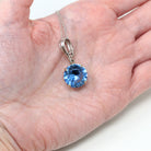 Sale - Created Spinel Pendant - Modern 14k White Gold Round Faceted Blue 10.36 CT Necklace - Estate Circa 2000s Solitaire Fine Y2K Jewelry