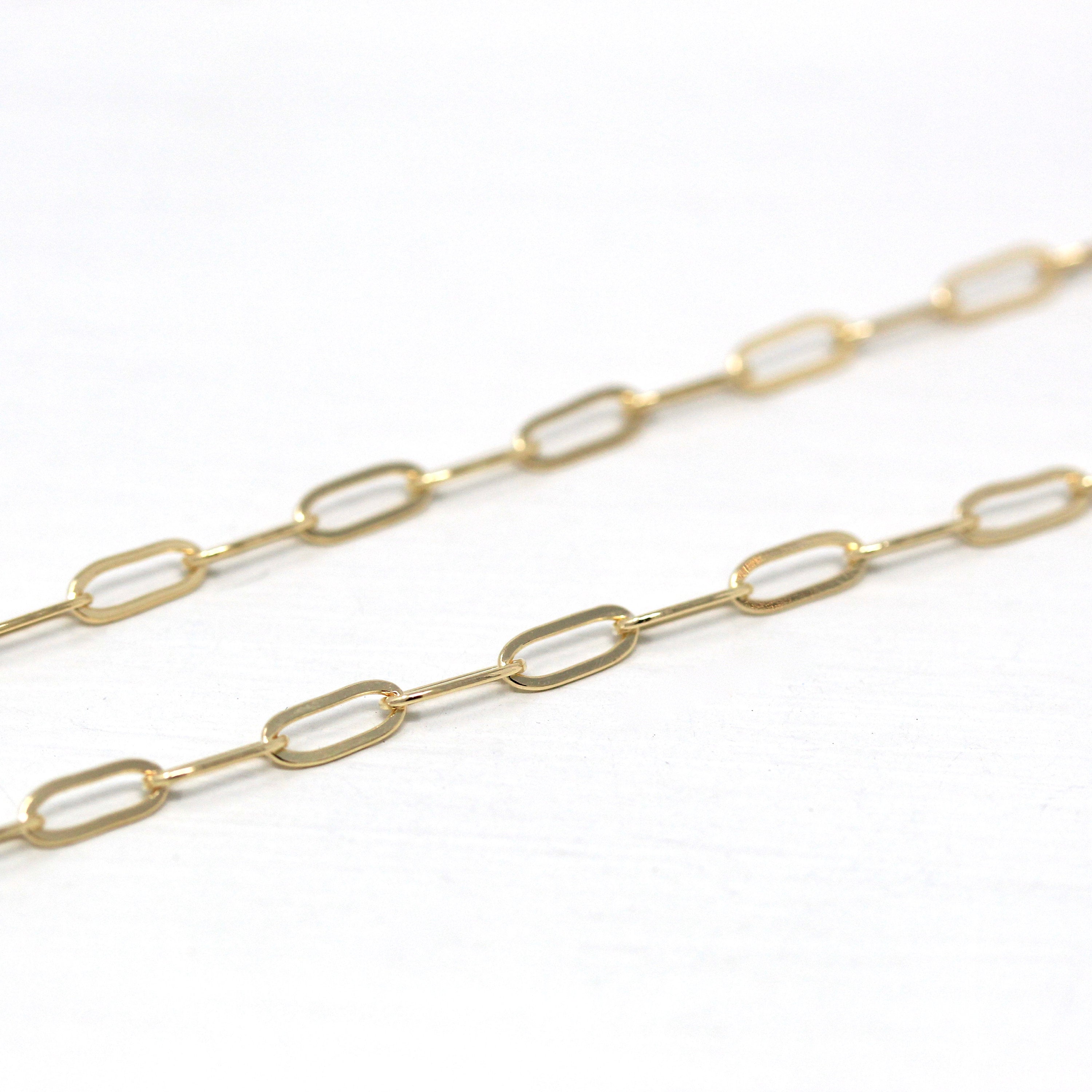 18 Inch Paperclip Chain - 14k Gold Filled Drawn Flat Bright Finish Necklace - 2.8 mm Spring Ring Clasp Layering Fashion Accessory Jewelry