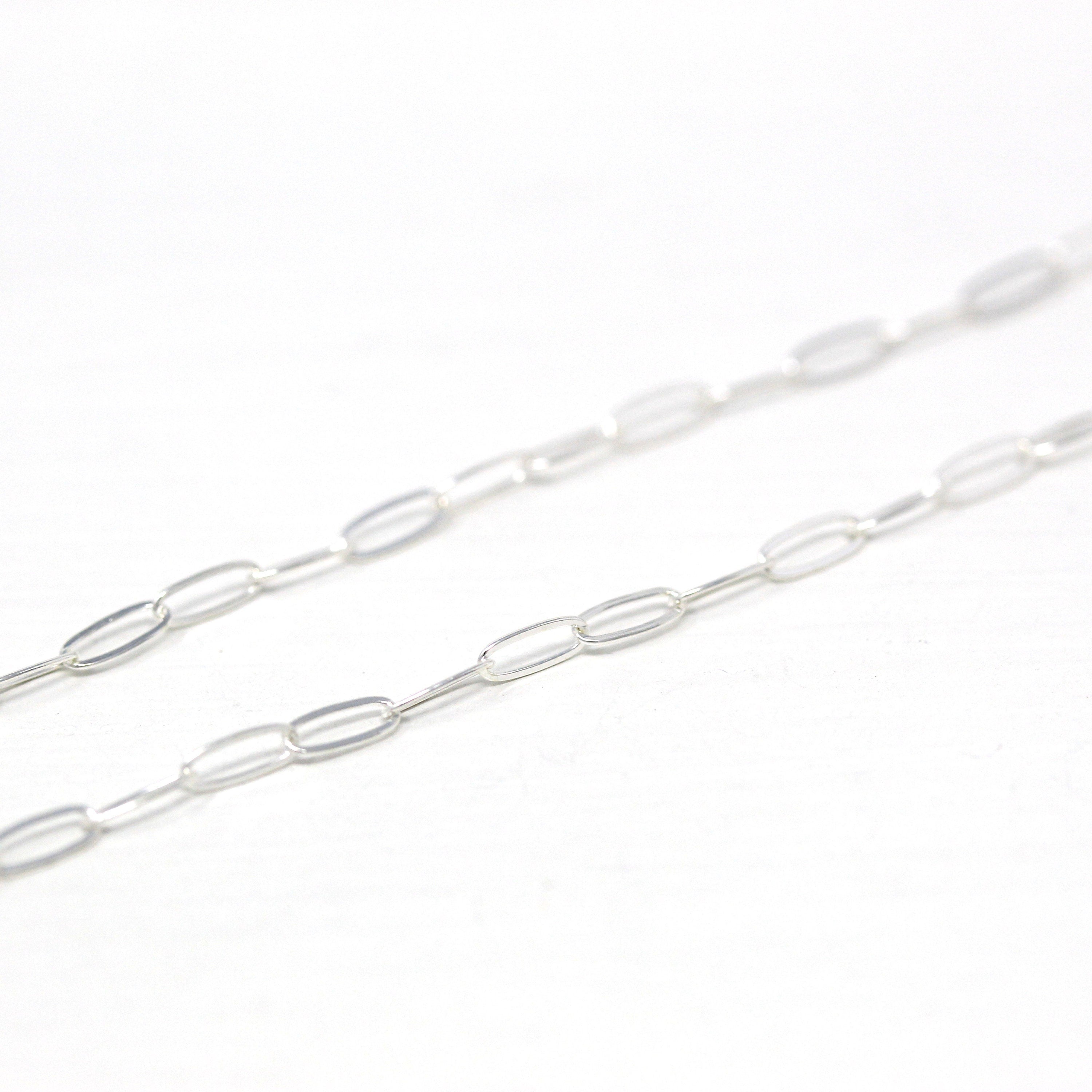 18 Inch Paperclip Chain - Sterling Silver Drawn Flat Cable Bright Finish Necklace - 2 mm Spring Ring Clasp Layer Fashion Accessory Jewelry