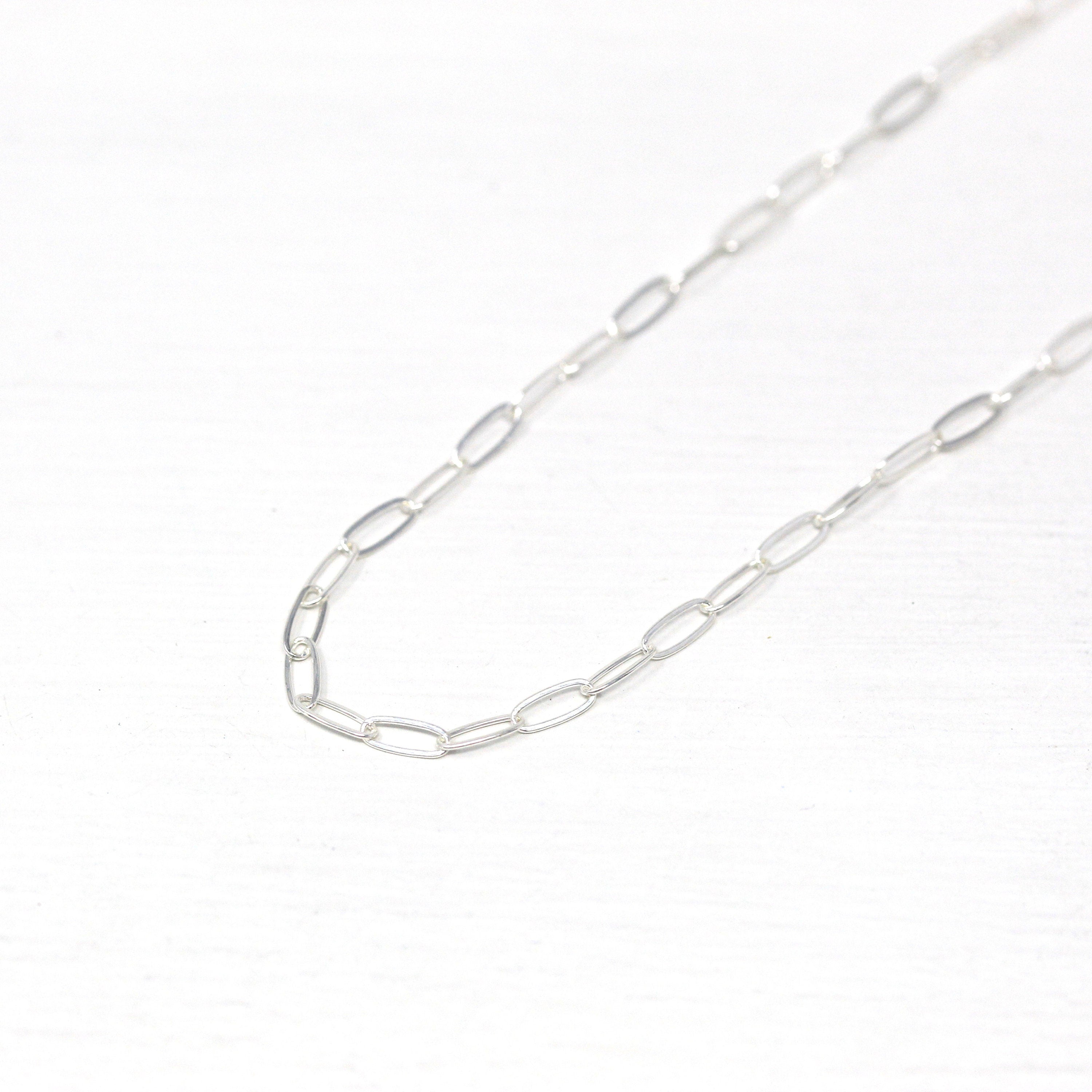 18 Inch Paperclip Chain - Sterling Silver Drawn Flat Cable Bright Finish Necklace - 2 mm Spring Ring Clasp Layer Fashion Accessory Jewelry