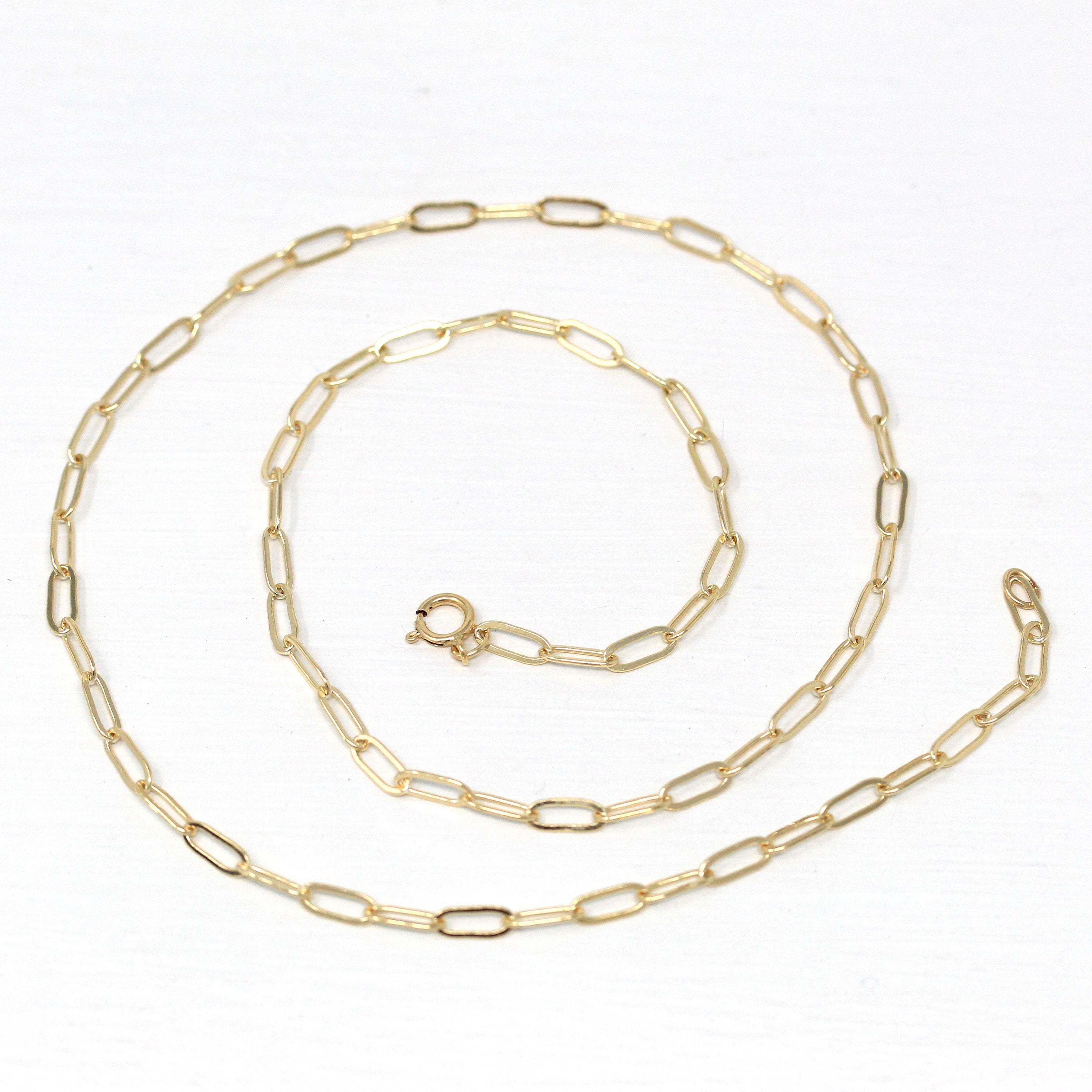 18 Inch Paperclip Chain - 14k Gold Filled Drawn Flat Bright Finish Necklace - 2.8 mm Spring Ring Clasp Layering Fashion Accessory Jewelry