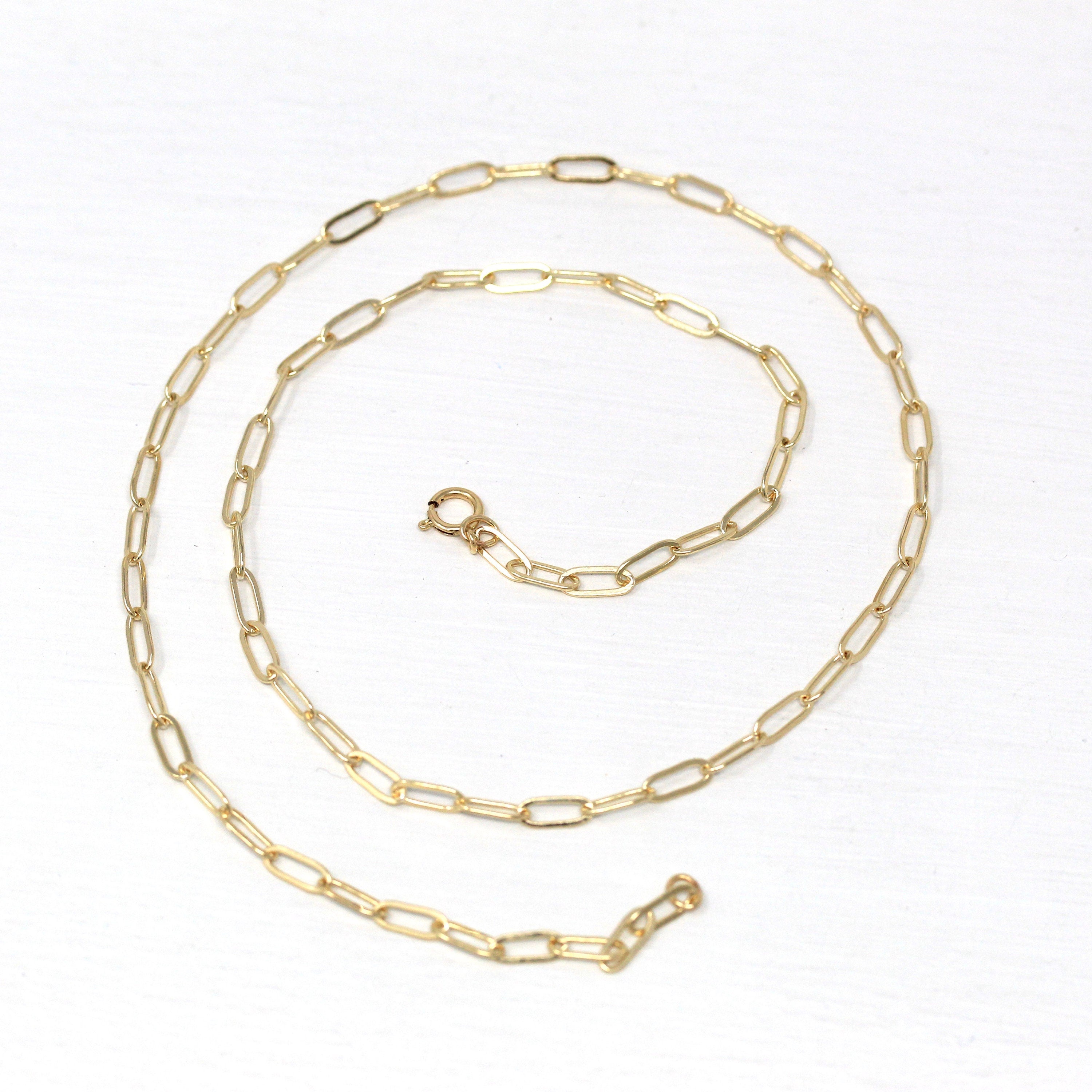 18 Inch Paperclip Chain - 14k Gold Filled Drawn Flat Bright Finish Necklace - 2.8 mm Spring Ring Clasp Layering Fashion Accessory Jewelry