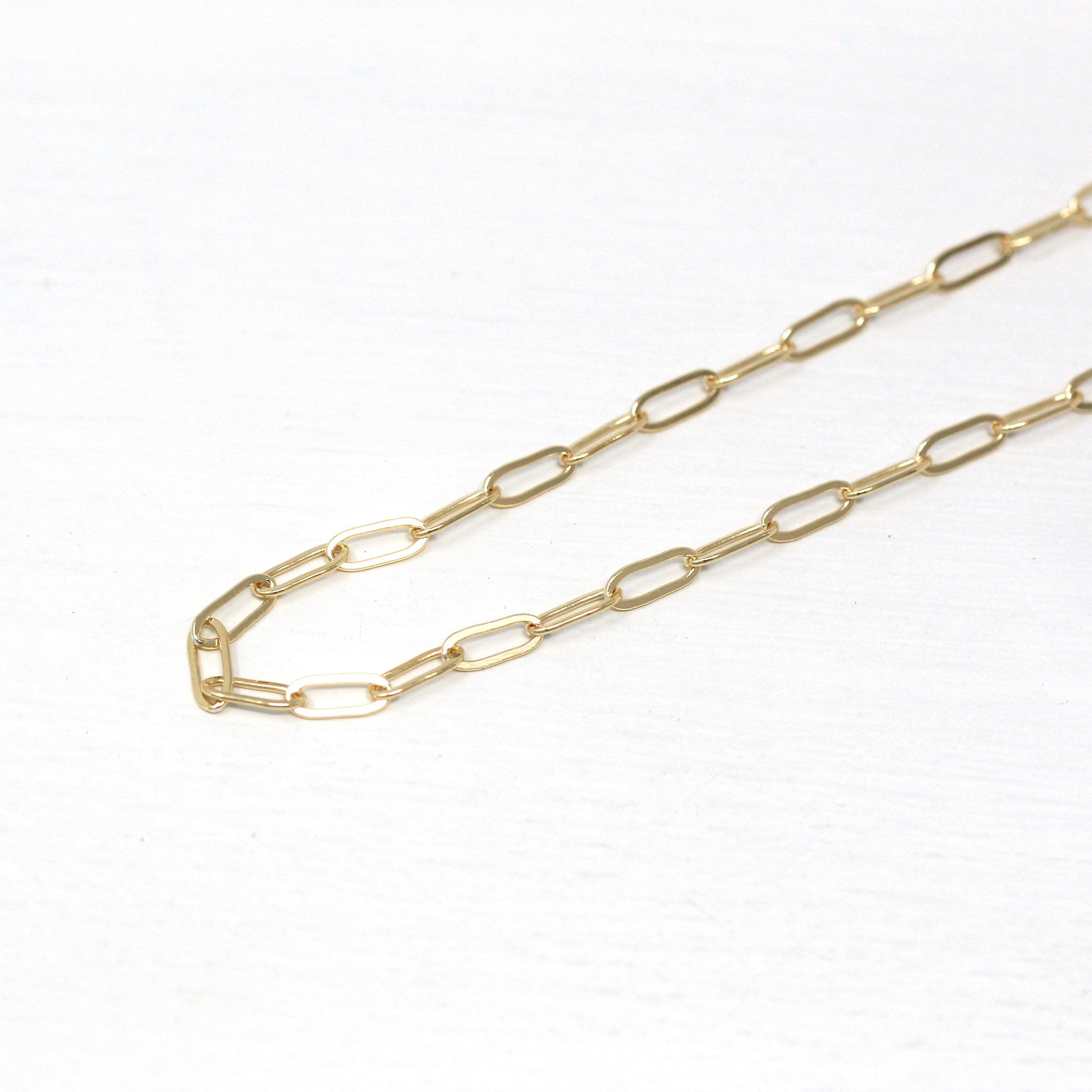 18 Inch Paperclip Chain - 14k Gold Filled Drawn Flat Bright Finish Necklace - 2.8 mm Spring Ring Clasp Layering Fashion Accessory Jewelry