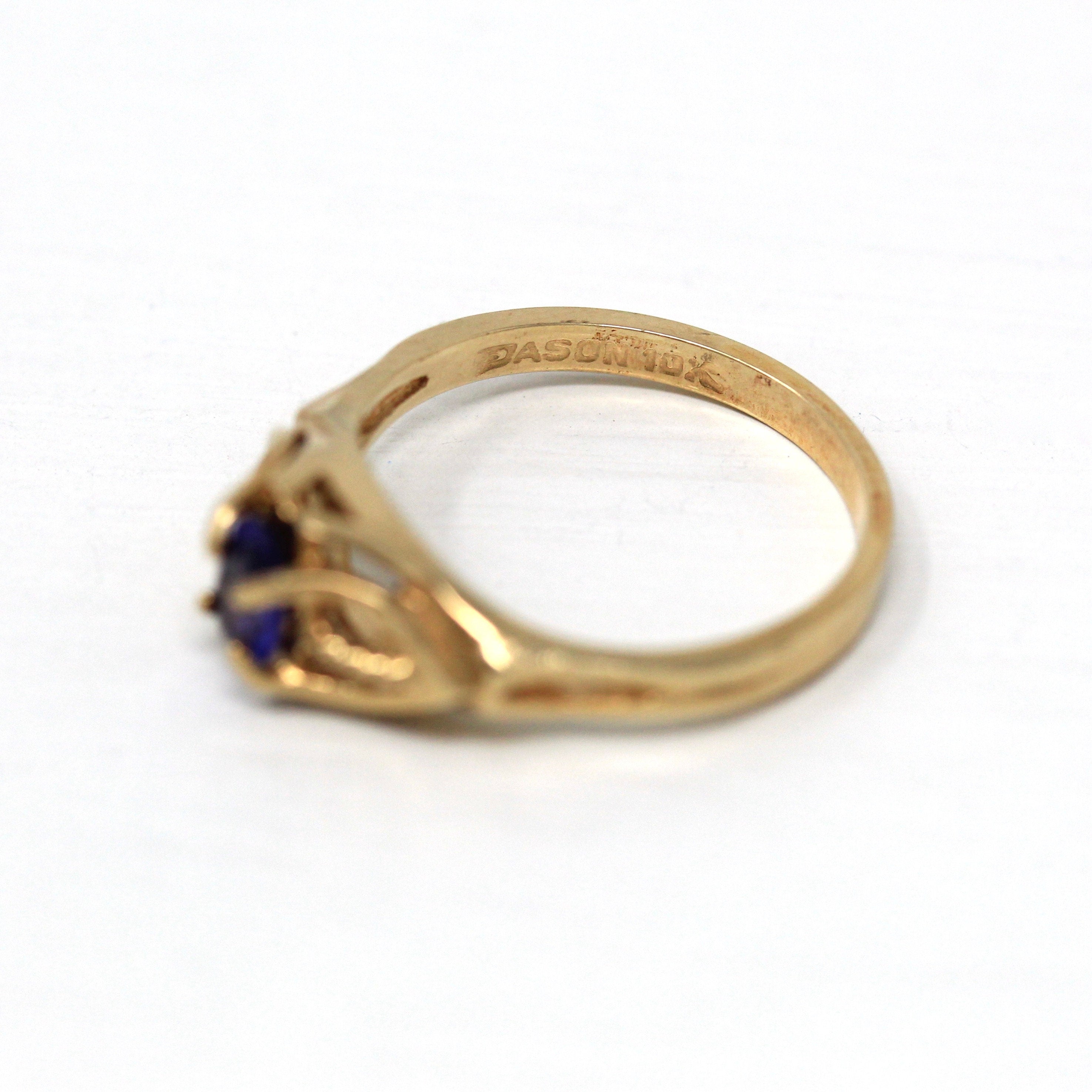 Sale Retro Created Sapphire Ring Vintage 10k Yellow Gold Oval Purp MJV