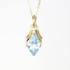 Sale - Genuine Topaz Necklace - Modern 14k Yellow Gold Faceted Sky Blue Gemstone - Estate Circa 2000's Era Diamond Gems Pendant Fine Jewelry