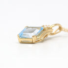 Sale - Genuine Topaz Necklace - Modern 14k Yellow Gold Faceted Sky Blue Gemstone - Estate Circa 2000's Era Diamond Gems Pendant Fine Jewelry