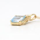 Sale - Genuine Topaz Necklace - Modern 14k Yellow Gold Faceted Sky Blue Gemstone - Estate Circa 2000's Era Diamond Gems Pendant Fine Jewelry