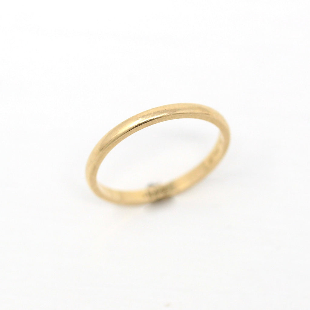 Sale - Dated 1982 Band - Modern 14k Yellow Gold Engraved "JEH to ALF 1-9-82" Ring - Estate Circa 1980s Era Size 4 3/4 Wedding Unisex Jewelry