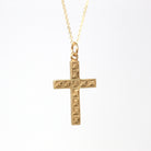 Sale - Vintage Cross Necklace - Retro 10k Yellow Gold Statement Crucifix Pendant Charm - Circa 1940s Era Religious Faith La Mode 40s Jewelry