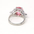 Pink CZ Ring - Estate 14k White Gold Cubic Zirconia Fancy Cut Stones - Modern Circa 2000s Era Size 7 1/4 Statement 10.70 CT Fine Y2K Jewelry