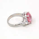 Pink CZ Ring - Estate 14k White Gold Cubic Zirconia Fancy Cut Stones - Modern Circa 2000s Era Size 7 1/4 Statement 10.70 CT Fine Y2K Jewelry