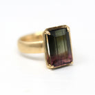 Sale - Watermelon Tourmaline Ring - 14k Yellow Gold 7.85 Carat Genuine Bi-Color Pink Green Gemstone- Size 6.25 Heavy Solitaire Fine Jewelry