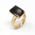 Sale - Watermelon Tourmaline Ring - 14k Yellow Gold 7.85 Carat Genuine Bi-Color Pink Green Gemstone- Size 6.25 Heavy Solitaire Fine Jewelry