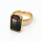 Sale - Watermelon Tourmaline Ring - 14k Yellow Gold 7.85 Carat Genuine Bi-Color Pink Green Gemstone- Size 6.25 Heavy Solitaire Fine Jewelry