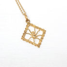 Spider Web Charm - Estate 18k Yellow Gold Figural Arachnid Necklace Pendant - Modern Circa 2000's Era Dainty Fine Charlotte's Web Jewelry