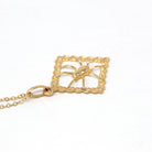 Spider Web Charm - Estate 18k Yellow Gold Figural Arachnid Necklace Pendant - Modern Circa 2000's Era Dainty Fine Charlotte's Web Jewelry