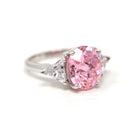 Pink CZ Ring - Estate 14k White Gold Cubic Zirconia Fancy Cut Stones - Modern Circa 2000s Era Size 7 1/4 Statement 10.70 CT Fine Y2K Jewelry