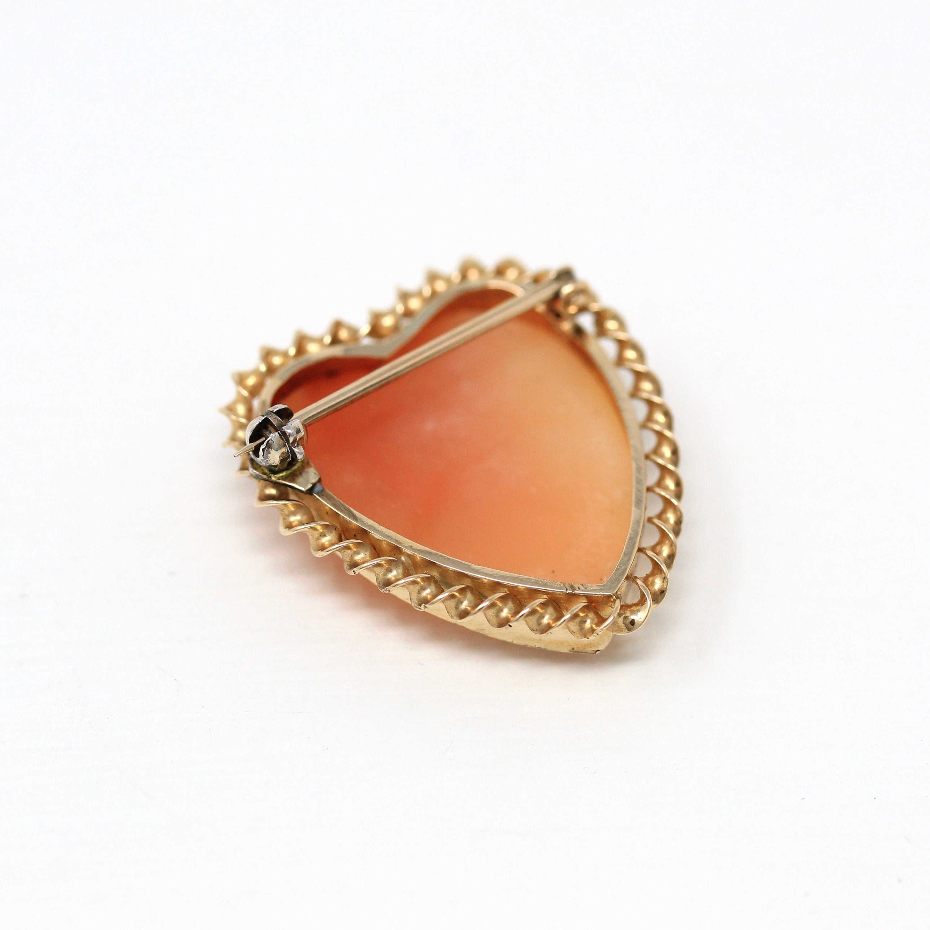 Vintage 14k GP Traditional Shell Cameo deals w Orange Background Handcarved Circa1940