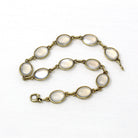 Genuine Moonstone Bracelet - Retro 14k Yellow Gold Cabochon Cut 14.90 CTW Gemstones - Vintage Circa 1940s Era Statement 40s Fine Jewelry