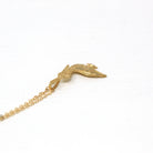 Modern Pelican Charm - Estate 14k Yellow Gold Figural Diamond Cut Water Bird Pendant Necklace - Circa 2000s Era Michael Anthony Fine Jewelry