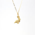 Sale - Modern Pelican Charm - Estate 14k Yellow Gold Diamond Cut Water Bird Pendant Necklace - Circa 2000s Era Michael Anthony Fine Jewelry