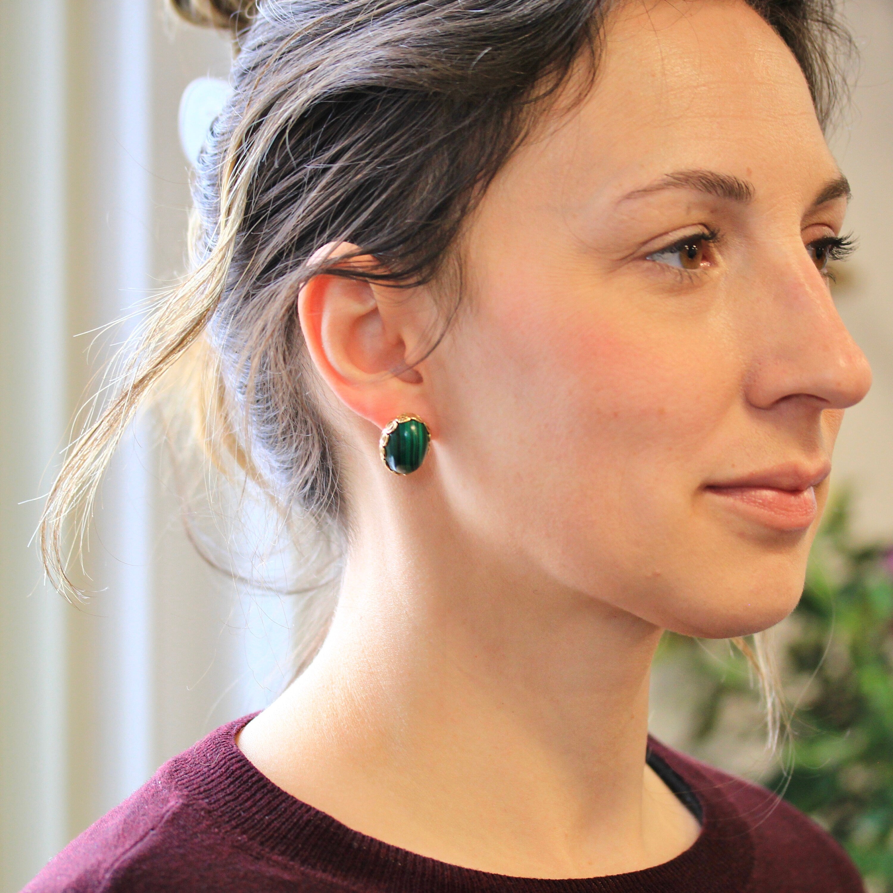 Vintage Green Gemstone Earrings purchases