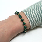 Genuine Malachite Bracelet - Vintage 12k Gold Filled Beaded Style Spherical Banded Green Gemstones - Retro 1970s Era Round Gem 70s Jewelry