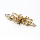 Vintage Bug Brooch - Retro 12k Gold Filled Flying Winged Insect Figural Pin - Circa 1960s Era Statement Fashion Accessory Wells 60s Jewelry