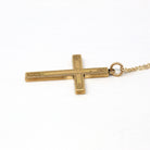 Vintage Cross Necklace - Retro Gold Filled Engraved Initials "K.S." Designs Pendant Charm - Circa 1940s Era Religious Faith 40s Jewelry