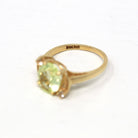 Created Spinel Ring - Retro 10k Yellow Gold Oval Cut Chartreuse Green Statement - Vintage Circa 1940s Size 5 3/4 Unique Fine Jewelry