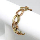 Vintage Chunky Bracelet - Retro 12k Yellow & Rose Gold Filled Two Tone Link - Circa 1940s Era Statement Fashion Accessory 7.5 Inch Jewelry