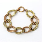 Vintage Chunky Bracelet - Retro 12k Yellow & Rose Gold Filled Two Tone Link - Circa 1940s Era Statement Fashion Accessory 7.5 Inch Jewelry