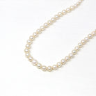 Cultured Pearl Necklace - Modern 14k Yellow Gold Graduated Individually Knotted Strand - Estate Circa 2000s Era 16 1/2 Inches Fine Jewelry