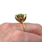 Created Spinel Ring - Retro 10k Yellow Gold Flower Statement 5.47 CT Engraved Irene Love Mom - Vintage Dated 1970 Size 6 1/2 Fine Jewelry