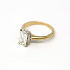 Diamond Engagement Ring - 14k Yellow & White Gold Genuine 1.05 CT Emerald Cut Gem - Circa 1990s Era Solitaire Style Fine GIA Report Jewelry