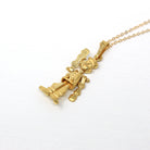 Articulated Popeye Charm - Estate 18k Yellow Gold The Sailor Pendant Necklace - Vintage Circa 1980s Era Italy Domenico Tavanti 80s Jewelry