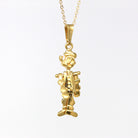 Articulated Popeye Charm - Estate 18k Yellow Gold The Sailor Pendant Necklace - Vintage Circa 1980s Era Italy Domenico Tavanti 80s Jewelry