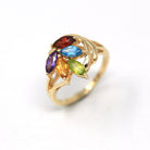 Rainbow Gemstone Ring - Modern 10k Yellow Gold Genuine CT Multi Color Gems - Estate 2000s Size 6 Fine Citrine Topaz Garnet Peridot Jewelry