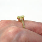 Created Spinel Ring - Retro 10k Yellow Gold Oval Cut Chartreuse Green Statement - Vintage Circa 1940s Size 5 3/4 Unique Fine Jewelry