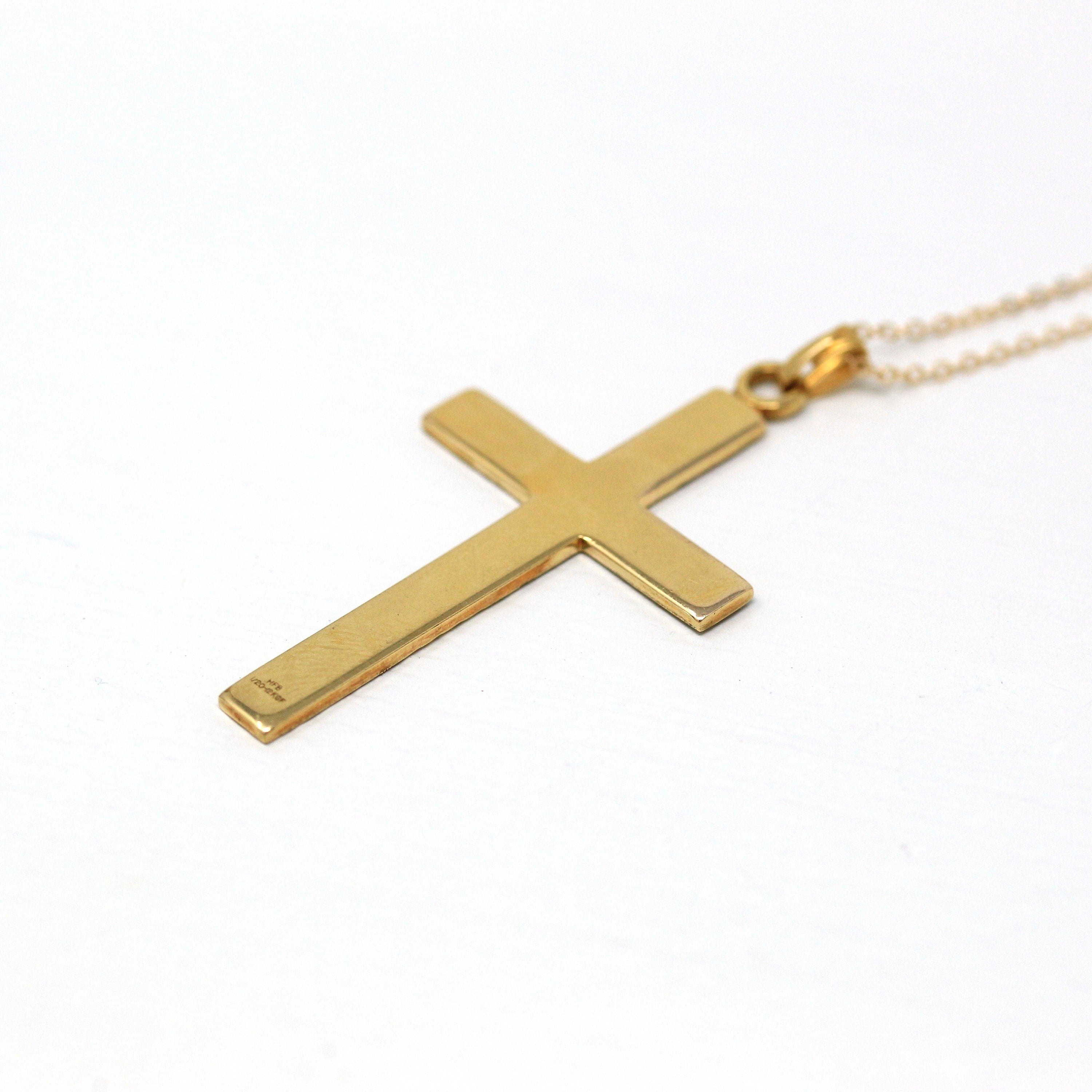 Shop Vintage Choker, Necklace, Cross Gold Filled, Style Art Deco, Crucifix Gold Filled, 63mm x 35mm, Gift Birthday, Anniversary Wedding, Unisex