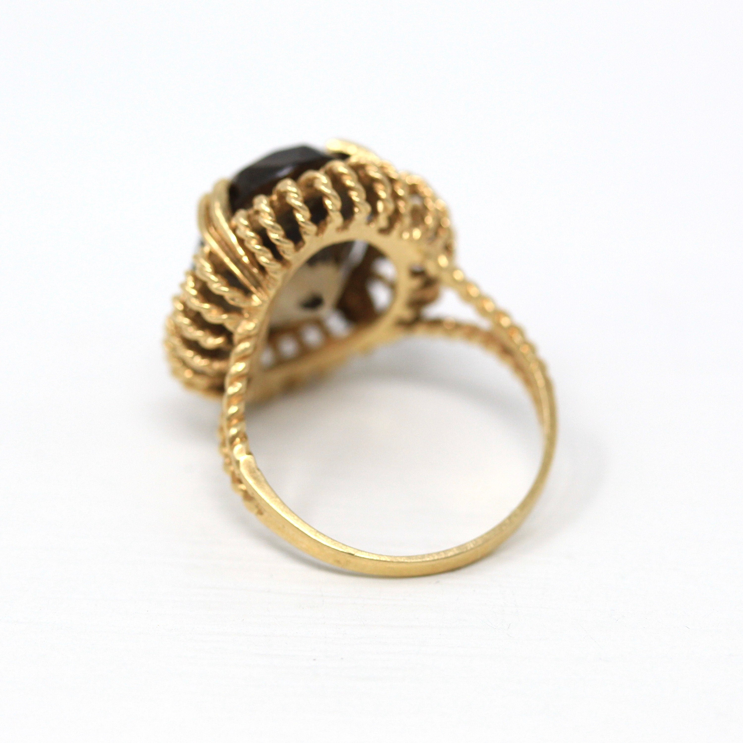 1960s store Retro 14 Carat Smoky Quartz Gold Ring