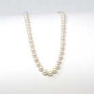 Cultured Pearl Necklace - Modern 14k Yellow Gold Graduated Individually Knotted Strand - Estate Circa 2000s Era 16 1/2 Inches Fine Jewelry