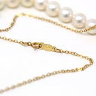 Cultured Pearl Necklace - Modern 14k Yellow Gold Graduated Individually Knotted Strand - Estate Circa 2000s Era 16 1/2 Inches Fine Jewelry