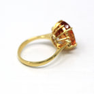 Orange Topaz Ring - Modern 18k Yellow Gold Oval Faceted 4.87 CT Genuine Gemstone - Estate Circa 2000's Era Size 5 1/4 Diamonds Fine Jewelry