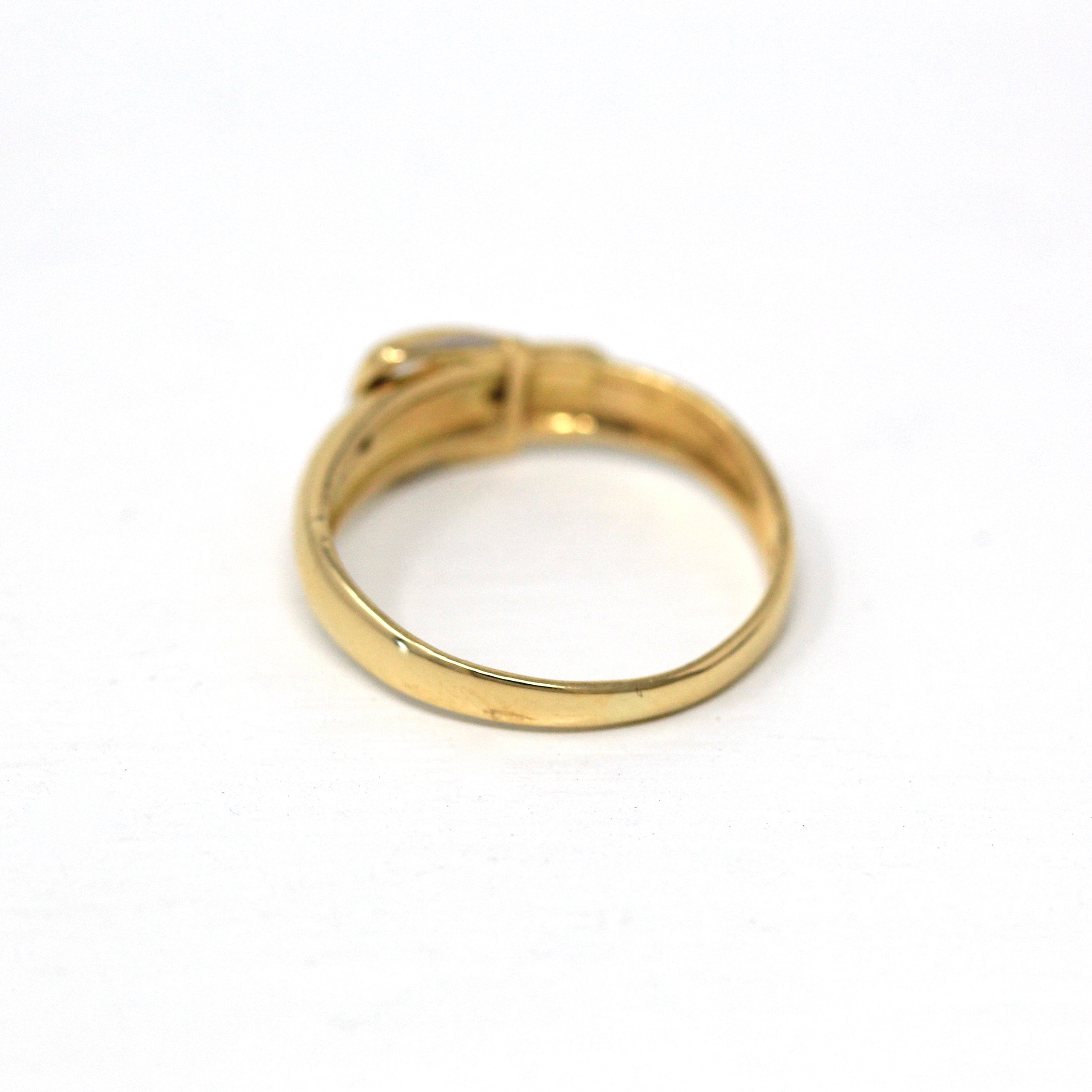 Sale Belt Buckle Ring Estate 18k Yellow Gold Genuine Diamond Gem MJV