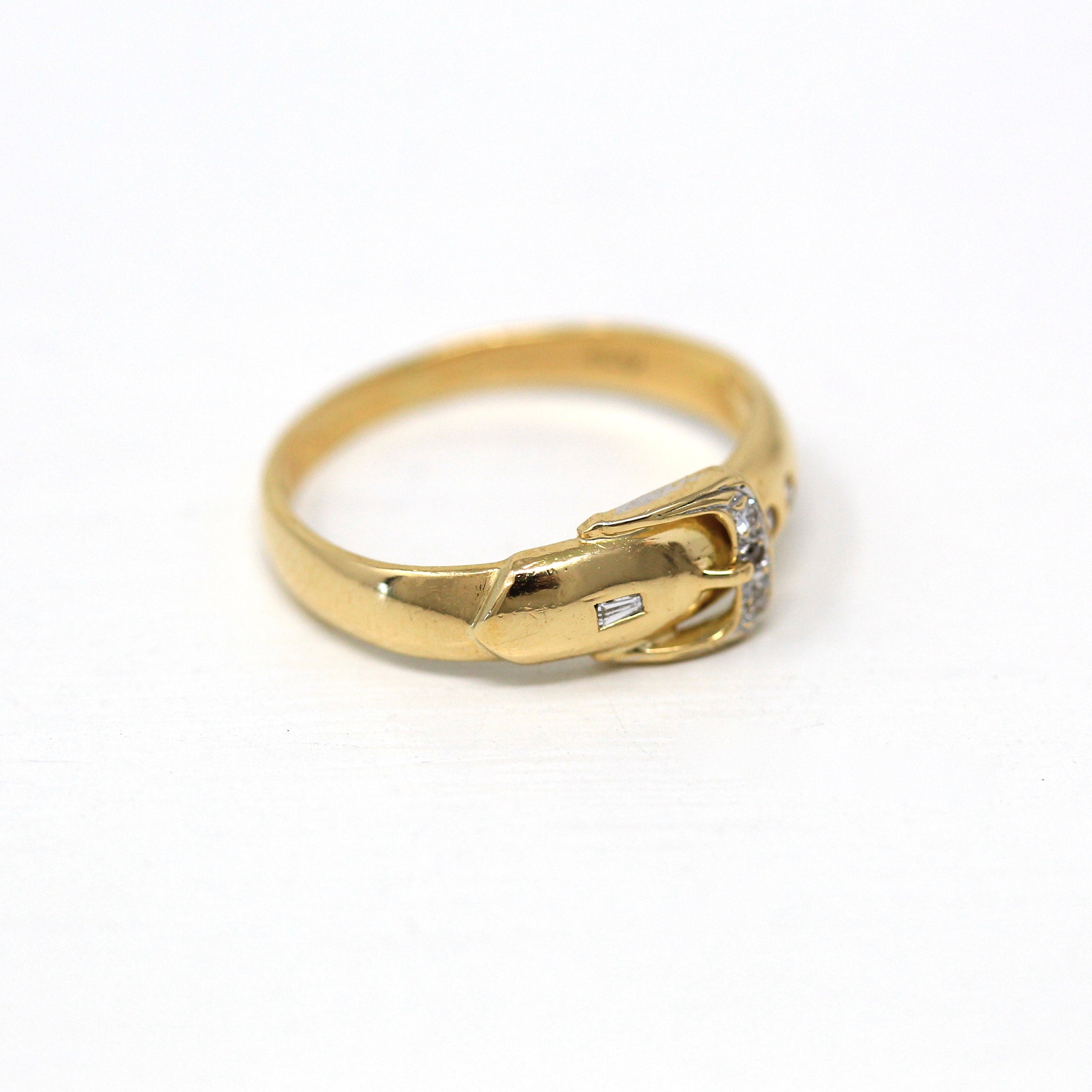 Sale Belt Buckle Ring Estate 18k Yellow Gold Genuine Diamond Gem MJV