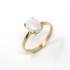 Genuine Opal Ring - Modern 14k Yellow Gold Oval Cabochon 1.06 CT Gem - Estate Circa 2000's Era Size 6 3/4 October Birthstone Fine Jewelry